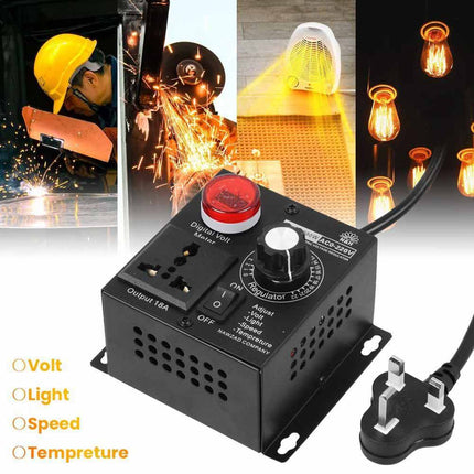 220V 4000W Variable Voltage Regulator Speed Motor Fan Control Controller UK Plug