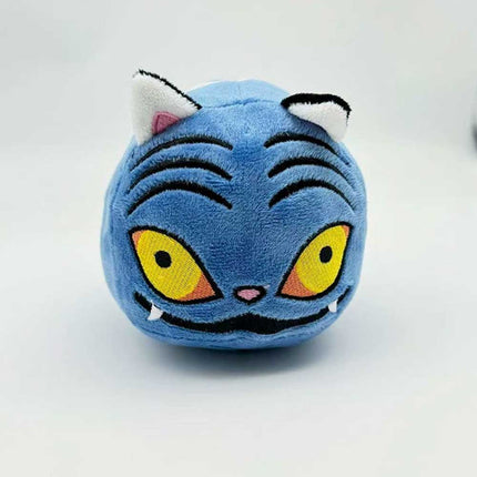 Blue Striped Grumpy Cat Plush Toy - Cute Round Soft Stuffed Animal