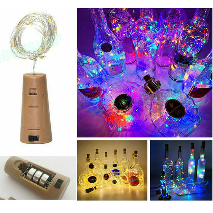 10PCS LED Fairy Light Wine Bottle String Lights Cork Copper Wire Christmas Decor