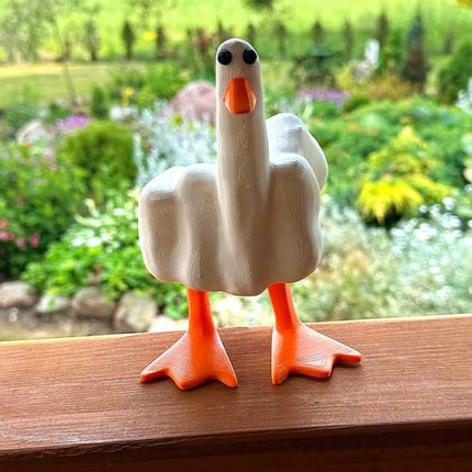 3D Funny Little Duck Resin Figurine Ornament Decor Cute Middle Finger Duck Craft