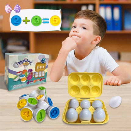 6 Pack Matching Shape Eggs, Montessori Sensory Colour Sorting Puzzle Toy for Toddler Babies