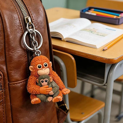 3D Printed Punch The Monkey Keychain, Cute Plush Hanging Pendant Key Ring