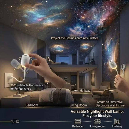 360° Galaxy Projector Night Light USB Lamp 3 Films 15 Projection Patterns