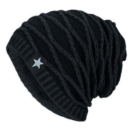 Men Knitted Thermal Slouch Beanie Hat Winter Fleece Lined Warm Skull Ski Cap