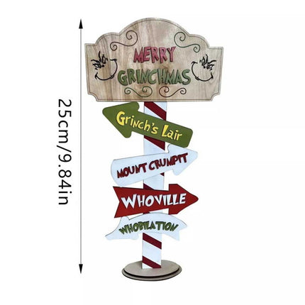 25cm Grinch & Whoville Christmas Tabletop Decoration – Merry Christmas Themed Stand for Xmas Home Decor