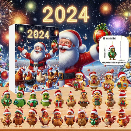 2D Christmas Boxed Chicken Home Ornaments 2024 Christmas Holiday Advent Calendar