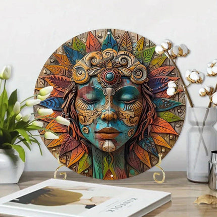 20cm Circular Wooden Wall Art Boho Garden Wall Hanging Decor Witchy Boho Gift