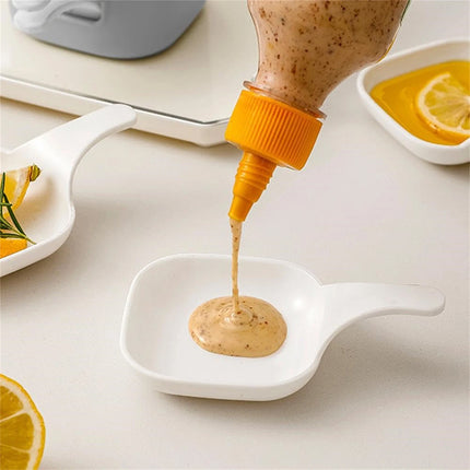 6Pcs Dipping Sauce Plate & Holder Set - Plastic Dishes with Storage Box