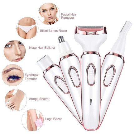 Cordless 4 in 1 Electric Lady Shaver Rechargeable Painless Razor Bikini Trimmer