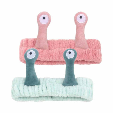 2X Cartoon Big Eye Snail Headband Elastic Hair Band Wash Face Hairbands Makeup