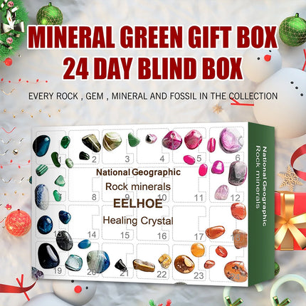 2025 Christmas Crystal Advent Calendar - 24 Healing Crystals & Minerals Countdown Box
