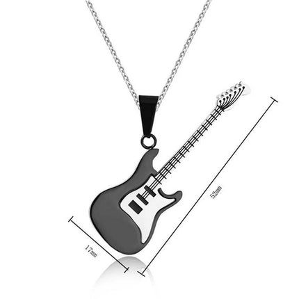 3-Piece Stainless Steel Rock Guitar Music Pendant Necklace Chain – Unisex Jewelry