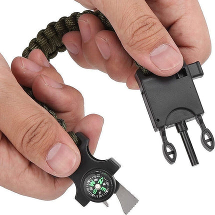 5-in-1 Paracord Survival Bracelet 7-Core Woven, Emergency Lifesaving Wristband for Outdoor Adventures