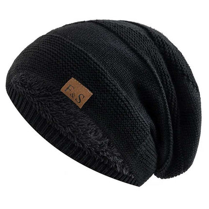 Unisex Slouchy Winter Hat – Fur-Lined Warm Beanie for Men and Women, Casual Knitted Style
