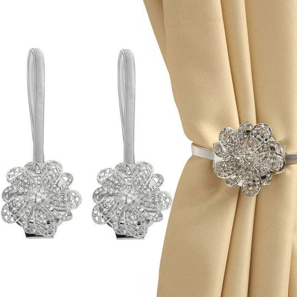 2pcs Magnetic Curtain Tiebacks Crystal Tie Backs Buckle Clips Holdbacks Home