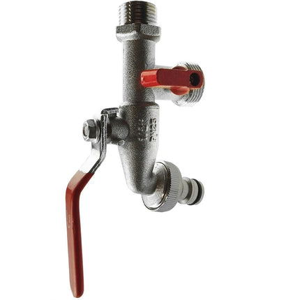 High Quality 1/2" BSP Double Duo Outlet Garden Tap Brass Nickel Plated Automatic