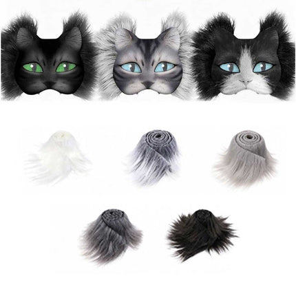 Therian Cat Mask DIY Paint Kit with Wool Strips, Faux Fur Mask for Adult Halloween Cosplay Party