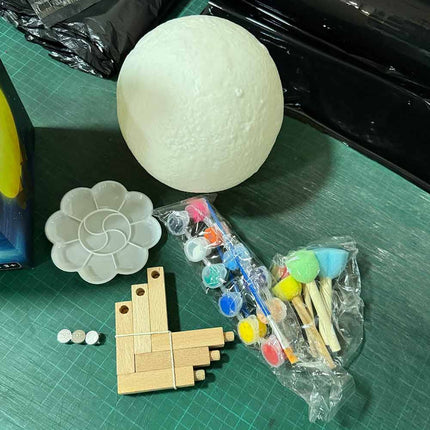 Kids Gift Set Electronic Sound Plush Cat DIY Paint 3D Moon Lamp for Boys Girls 3-12 Years