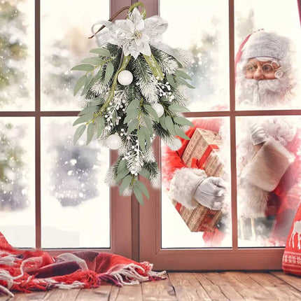 Christmas Door Wreath Xmas Home Room Wall Hanging Garland Flower Party Decor