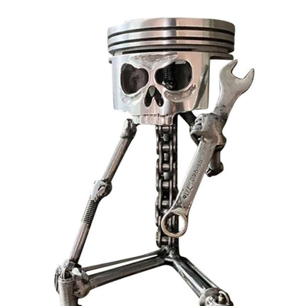 Carving Piston Skull Face Resin Ornament Photo Props Skull Head Statue for Home Office