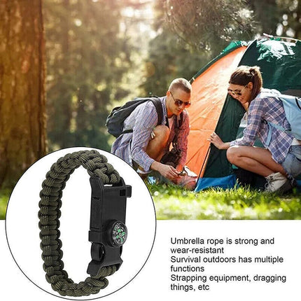 5-in-1 Paracord Survival Bracelet 7-Core Woven, Emergency Lifesaving Wristband for Outdoor Adventures