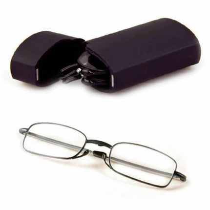 Compact Folding Reading Glasses Black Frame with Case +1.5 +2.0 Mens