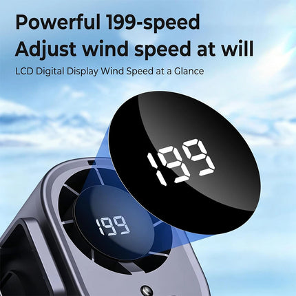 Clip On Car Cooling Fan with LED Display, 360° Rotatable Portable Vehicle Cooler Fan