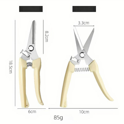 2Pcs Stainless Steel Garden Shears Straight & Curved Blades Pruning Scissors Set