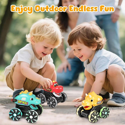 3X Dinosaur Light Up Monster Truck Toys, Press and Go Car Play Set, Fun Gift for All Ages