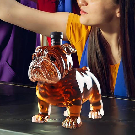 Novelty Bulldog Shaped Whiskey Decanter Unique Liquor Bottle