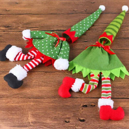 4 Pack Christmas Santa Hat Bottle Toppers, Wine Bottle Covers, Xmas Table Festive Decoration