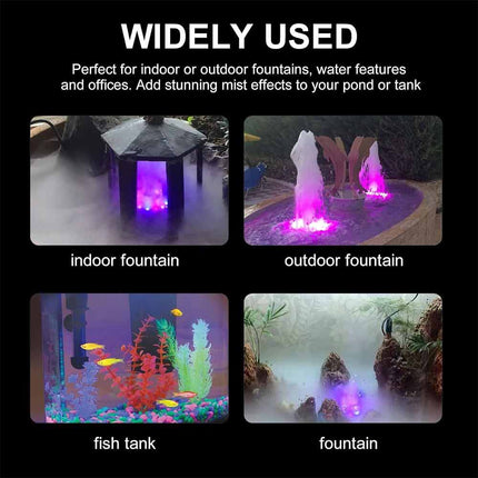 12 LED Fogger Mist Maker Fountain Mister Air Humidifier Fish Aquarium Rockery without Adapter