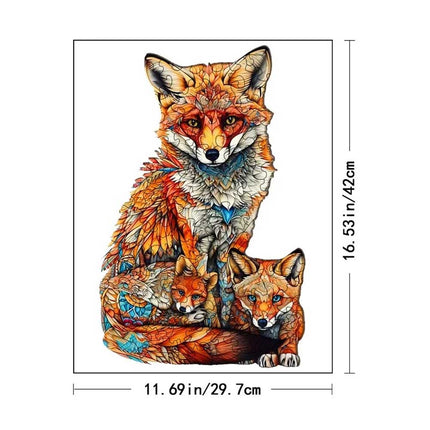Warm Fox Family Wooden Puzzle | Creative Special-Shaped Toy