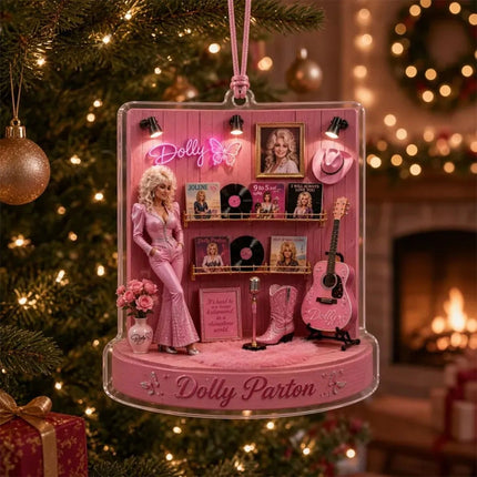 Xmas Tree‑Hanging 2D Acrylic Ornament, Country‑Music Themed Holiday Keepsake Decoration Gift