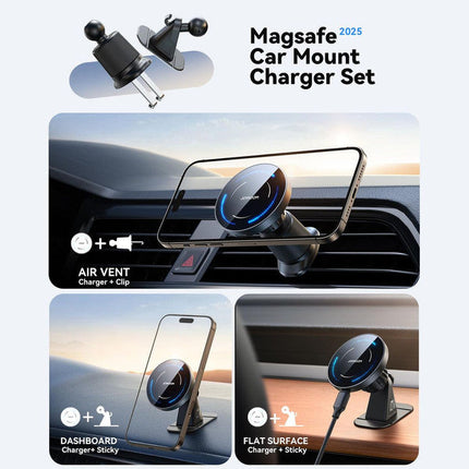 15W 2-in-1 Magnetic Wireless Car Charger Vent & Dash Phone Mount