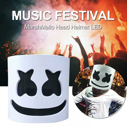 Marsh Mello-DJ Face Mask Helmet Cosplay Marshmallow Bar Music Party Costume Mask