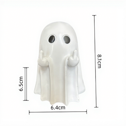 "9CM Funny Middle Finger Ghost Statue | Halloween Resin Figurine for Home Decor