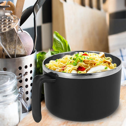 1200ml Large Capacity Instant Noodle Bowl – Black Microwaveable Ramen Cooker