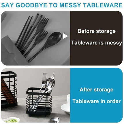 Stainless Steel Utensil Caddy, Kitchen Sink Organizer with Drainage, Cutlery Holder Drainer Stand