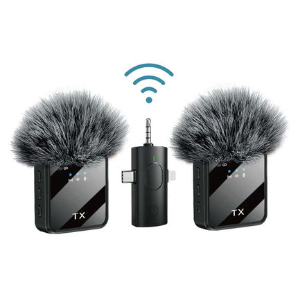 Dual Wireless Lavalier Microphone, Plug & Play Lapel Mic for iPhone & Android