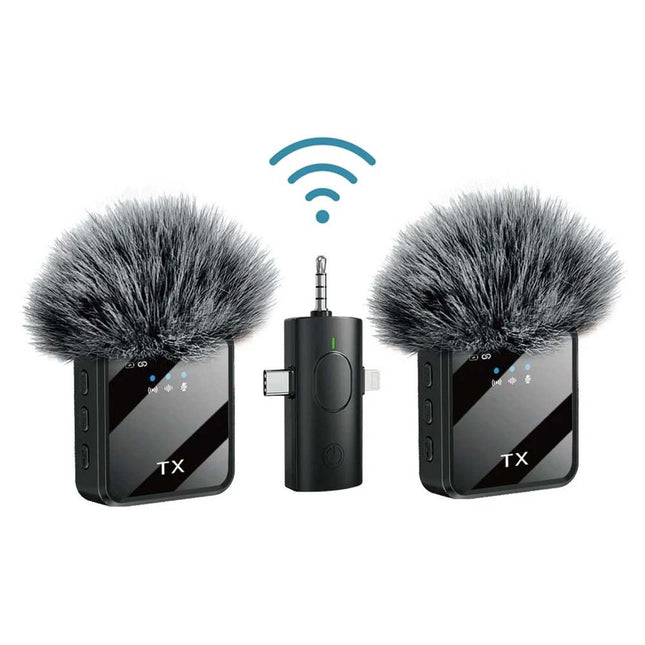 Dual Wireless Lavalier Microphone, Plug & Play Lapel Mic for iPhone & Android