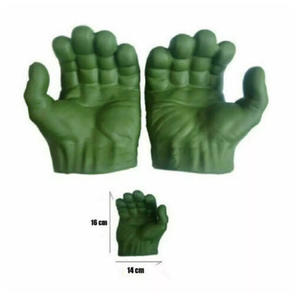 Pair of Green Plush Smash‑Fist Gloves, Kids Role‑Play Soft Toy Gloves for Party Cosplay