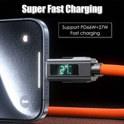 4-in-1 Digital Display USB Type-C PD 100W Fast Charging Cable for iPhone & Android