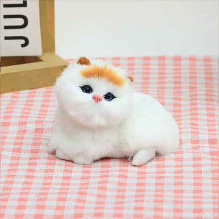 Meowing Plush Cat Figurine Realistic Kitten Home Decor Kids Toy Gift