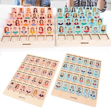 Wooden Guessing Who Board Game Logical Thinking Training Educational Toy