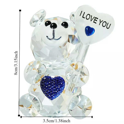 Crystal Bear Figurine with Love Sign Desktop Ornament