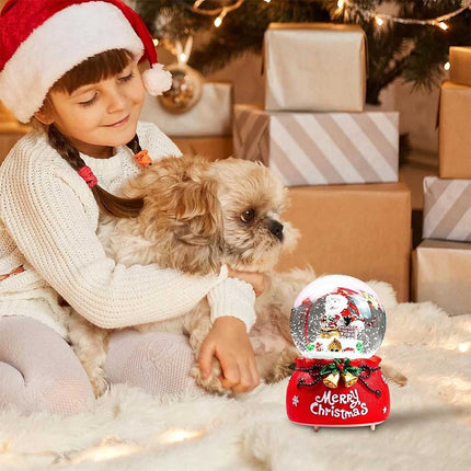 Christmas Santa Musical Snow Globe with Colour Changing LED Lights, Red Base, 12cm Indoor Festive Decor