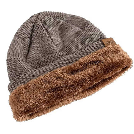 Unisex Slouchy Winter Hat – Fur-Lined Warm Beanie for Men and Women, Casual Knitted Style