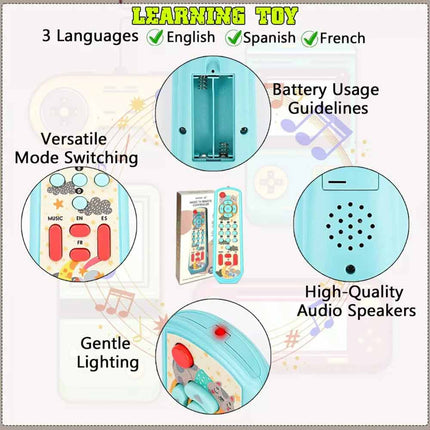 Baby TV Remote Control Sensory Toy Lighting Music Buttons Toddler Play Set Blue