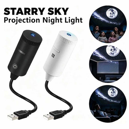 360° Rotate Galaxy Starry Sky Projection Lamp USB Atmosphere Light for Car & Home